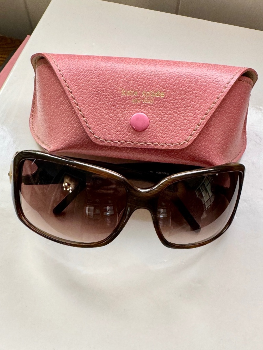 Kate Spade sunglasses Y2K Curved Wrap Tortoise shell deadstock never worn case